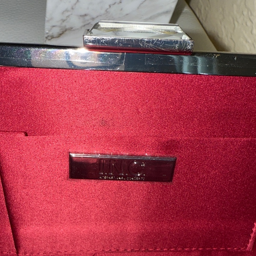 INC Elegant Red Clutch with Chain Strap - Picture 5 of 10